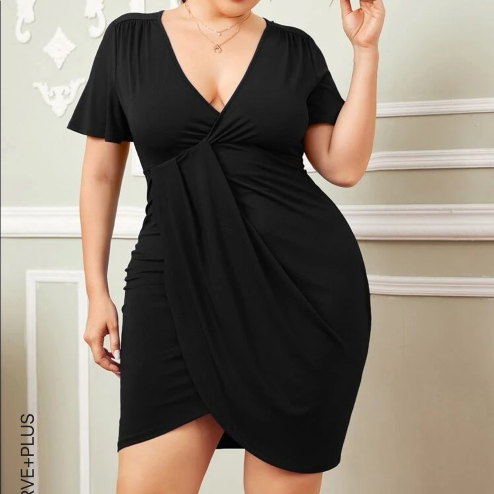 SHEIN Plus Butterfly Sleeve Draped Front Dress Size 2X